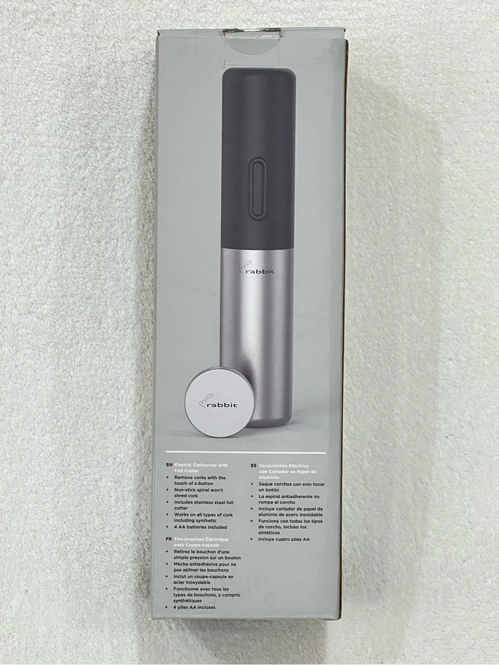 Rabbit Stainless Steel Electric Corkscrew with Foil Cutter New In Box (NIB)